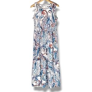 Soho Sleeveless Ruffle Tiered Maxi Summer Dress, Paisley & Colorful, Sz Medium